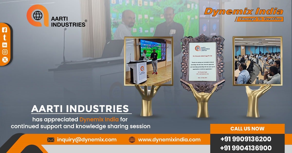 Aarti Industries Appreciated to Dynemix India For Continued Support and Knowledge Sharing Session