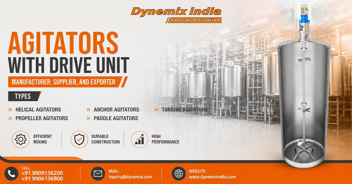 Industrial Agitator with Drive Unit Manufacturer